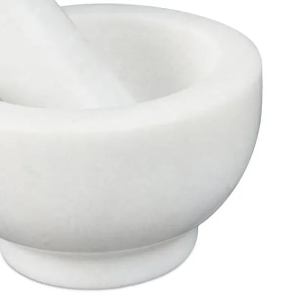 Morter og støder, 6x10 cm, Hvid, Marmor Discount