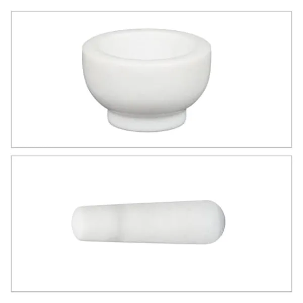 Morter og støder, 6x10 cm, Hvid, Marmor Discount