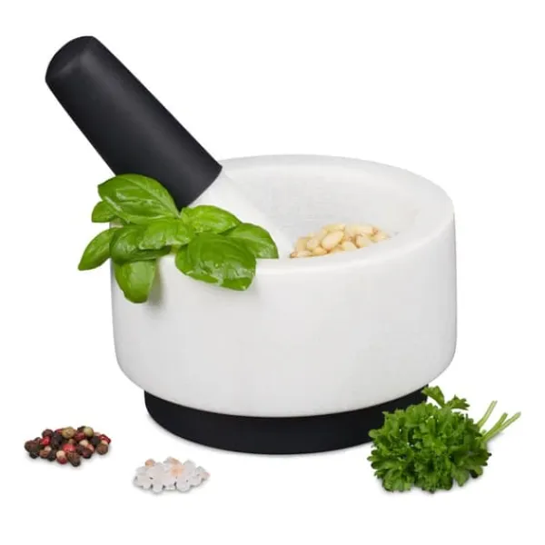 Morter og støder, 8x14 cm, hvid marmor Clearance