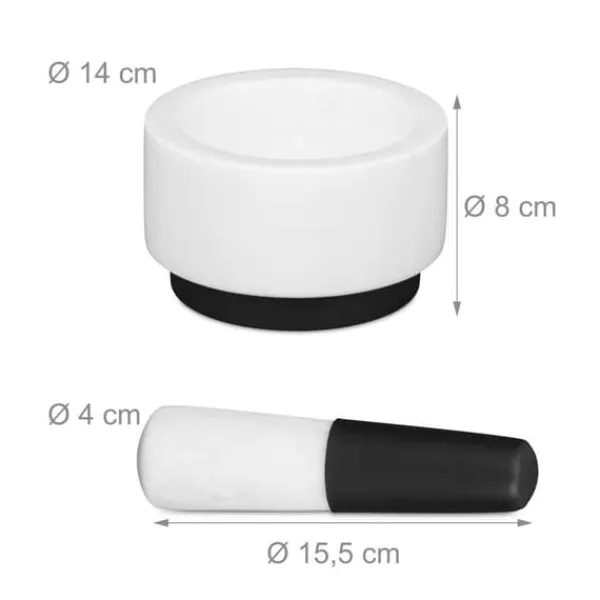 Morter og støder, 8x14 cm, hvid marmor Clearance