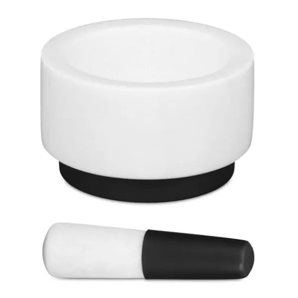 Morter og støder, 8x14 cm, hvid marmor Clearance