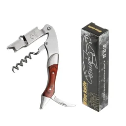 Multifunktionel vinåbner med spids ende, stål og farvet træhåndtag - Perfekt til vinelskere Sale