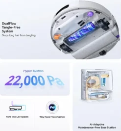 Robotstøvsugere>Narwal Flow Robotstøvsuger - TwinAI Navigation 20000Pa Selvrensende EdgeReach Hot Wash 120-dages automatisk dræning