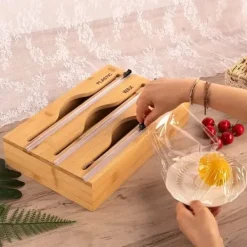 OBOSOE bambusdispenser til plastfilm og aluminiumsfolie - Organizer til 12,5 tommer ruller | Herunder vokspapir og bagepapir Sale