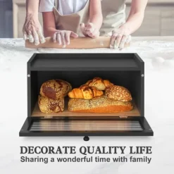 OBOSOE Brødkasse til køkkenbord - Stor landbrødskrukke med gazevindue - Opbevaring af frisk brød Sale