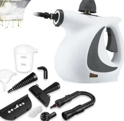 Damprensere>OBOSOE håndholdt damprenser 1050W – 6 dyser, 3.0 bar tryk, 350 ml vandtank til dyb rengøring derhjemme