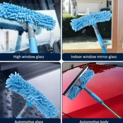 OBOSOE 2-i-1 Teleskopisk Skaft Vinduesskraber 313cm – Vinduespudser og gummiskraber til høje vinduer, biler, brusere, indendørs og udendørs Hot