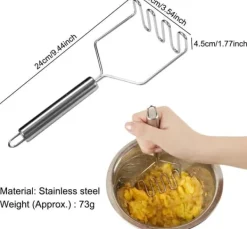 OBOSOE kartoffelpresse i rustfrit stål – køkkenredskab til kartoffelmos og grøntsager Clearance