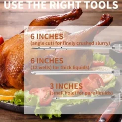 Jerky Pistol>OBOSOE marinadesprøjte i rustfrit stål – Kødspyd med 3 nåle til grill, grill, bøf og marinade