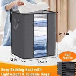 OBOSOE opbevaringstaske til tøj og dyner – 1-pak 80L stor kapacitet, arrangør til garderobe og soveværelse Online