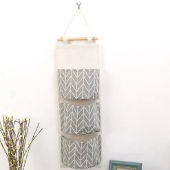 OBOSOE 3-Pak Hængende Opbevaringstaske med 3 Rum - Bomuld/Linned Vægopbevaring til Soveværelse, Stue og Køkken New