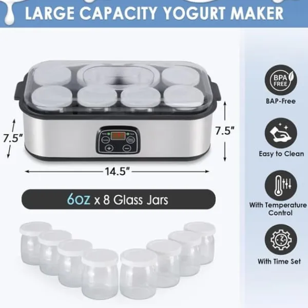 OBOSOE probiotisk yoghurt – yoghurtmaskine med justerbar temperatur og tid, der skaber milliarder af levende probiotika til tarmsundhed Hot