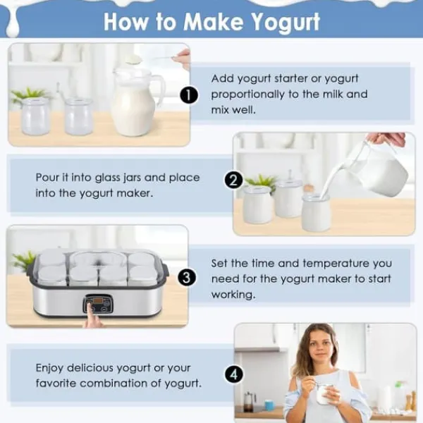 OBOSOE probiotisk yoghurt – yoghurtmaskine med justerbar temperatur og tid, der skaber milliarder af levende probiotika til tarmsundhed Hot