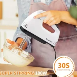 OBOSOE 7-trins håndmixer – elektrisk piskeris med dejkroge og piskeris i rustfrit stål, tåler opvaskemaskine Sale