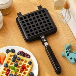 OBOSOE vaffelmaskine - dobbeltsidet, restaurantkvalitet til hjem og køkken, non-stick aluminium, firkantede vafler, også til pandekager og kager Online