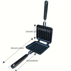 OBOSOE vaffelmaskine - dobbeltsidet, restaurantkvalitet til hjem og køkken, non-stick aluminium, firkantede vafler, også til pandekager og kager Online