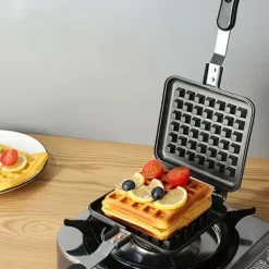 OBOSOE vaffelmaskine - dobbeltsidet, restaurantkvalitet til hjem og køkken, non-stick aluminium, firkantede vafler, også til pandekager og kager Online