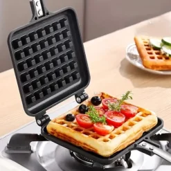 OBOSOE vaffelmaskine - dobbeltsidet, restaurantkvalitet til hjem og køkken, non-stick aluminium, firkantede vafler, også til pandekager og kager Online
