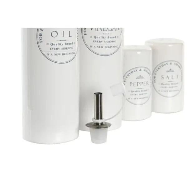 Olie- & Eddikebeholdere>Olie og eddikesæt DKD Home Decor Hvid Træ Stentøj 18 x 15 x 22 cm
