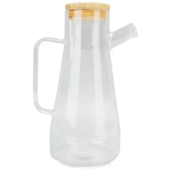 Olie- & Eddikebeholdere>Olieflas i højt borosilikatglas, støvtæt, klar eddikedispenser i glas med ergonomisk håndtag til køkken, 900 ml