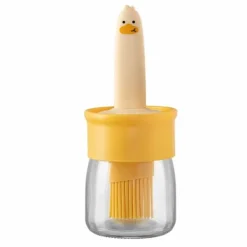 Olie- & Eddikebeholdere>Olieflaske med silikone-rippebørste Oliedispenserbeholder til køkkenbagning Madlavning Grilling Orange