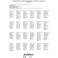 Olie- & Eddikebeholdere>Oliekande, olier - 1L, kobber og messing, 200 mm x 145 mm