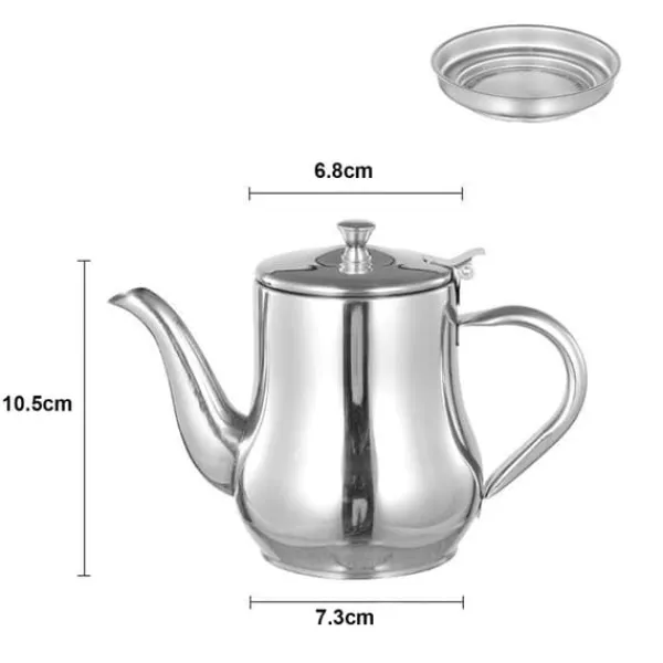 Olie- & Eddikebeholdere>Olivenoliedispenser i rustfrit stål med filterskærm og støvtæt låg