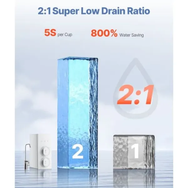 Vandfiltre>Omvendt Osmose System 800 GPD, 8-Trins Tankløs Vandfilter Under Vask, Høj Flow Rate