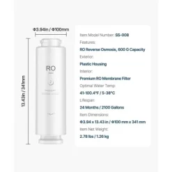 Omvendt osmose system erstatning, SS-004 model, til vandfilter under vasken