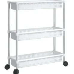 Opbevaringsbeholdere - Living opbevaringsvogn 3 niveauer aluminium sølvfarvet og hvid Clearance