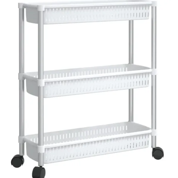 Opbevaringsbeholdere - Living opbevaringsvogn 3 niveauer aluminium sølvfarvet og hvid Clearance