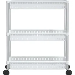 Opbevaringsbeholdere - Living opbevaringsvogn 3 niveauer aluminium sølvfarvet og hvid Clearance