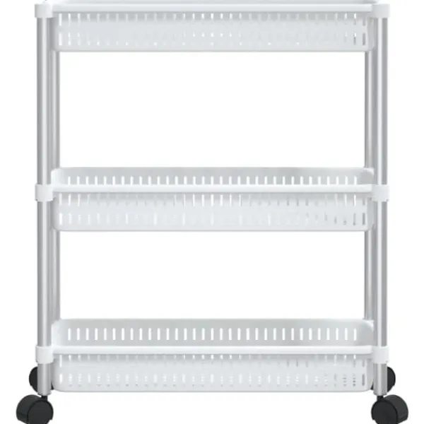 Opbevaringsbeholdere - Living opbevaringsvogn 3 niveauer aluminium sølvfarvet og hvid Clearance