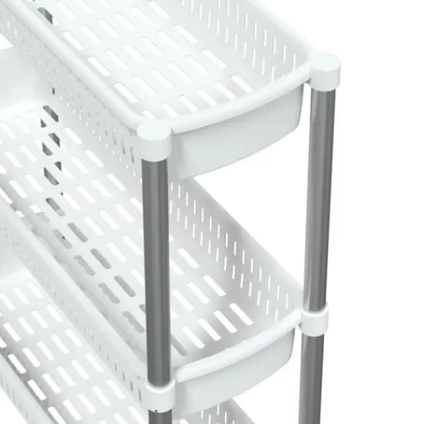 Opbevaringsbeholdere - Living opbevaringsvogn 3 niveauer aluminium sølvfarvet og hvid Clearance