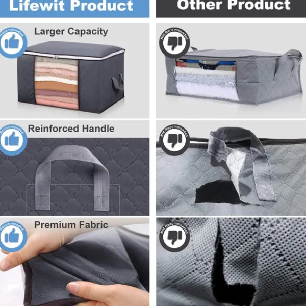 Opbevaringspose til lagner, tæpper, tøj Grå 60x43x35 cm 2-pack Discount