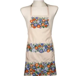Forklæder>Opole folkekøkkenforklæde med blomster og eng, beige