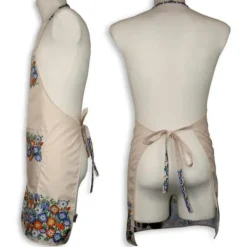 Forklæder>Opole folkekøkkenforklæde med blomster og eng, beige