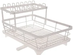 Opvaskeafløb i to niveauer med afløb, hvid New