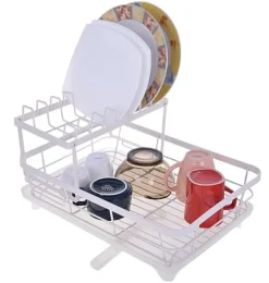 Opvaskeafløb i to niveauer med afløb, hvid New