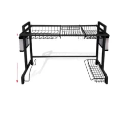 Opvaskestativ, Metal Konstruktion, Pladsbesparende Design,Sort Best