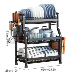 Opvaskestativ, 2/3-niveau, redskabsholder, bordplade montering,3 niveauer New
