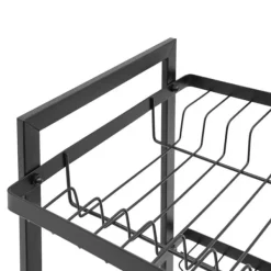 Opvaskestativ til køkken - 3-etagers opvaskestativ - Jern - Drypbakke - Bestikholder - Fritstående - Sort Sale