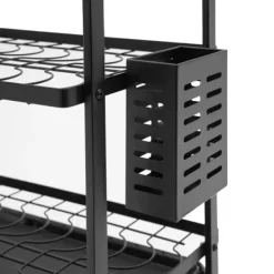 Opvaskestativ til køkken - 3-etagers opvaskestativ - Jern - Drypbakke - Bestikholder - Fritstående - Sort Sale