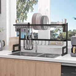 Opvaskestativ, 93x30x52,5 cm, Sort Online