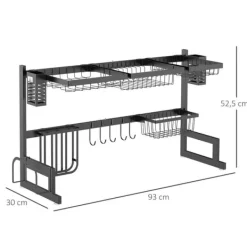 Opvaskestativ, 93x30x52,5 cm, Sort Online