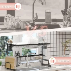 Opvaskestativ, 93x30x52,5 cm, Sort Online