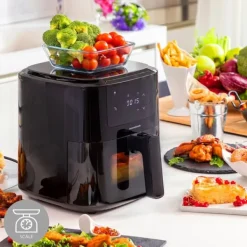 Pack Varmluftsfrituregryde med vægt og Sammenklappelig silikonekurv til Air Fryer InnovaGoods Best
