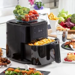 Pack Varmluftsfrituregryde med vægt og Sammenklappelig silikonekurv til Air Fryer InnovaGoods Best