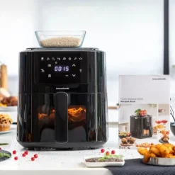 Pack Varmluftsfrituregryde med vægt og Sammenklappelig silikonekurv til Air Fryer InnovaGoods Best