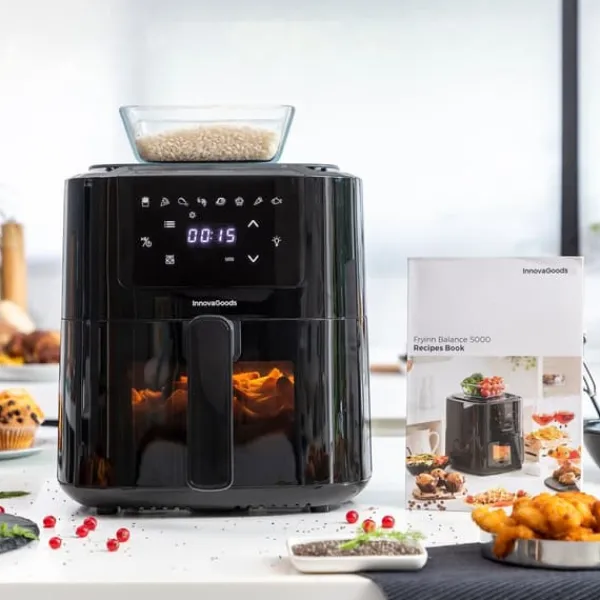 Pack Varmluftsfrituregryde med vægt og Sammenklappelig silikonekurv til Air Fryer InnovaGoods Best